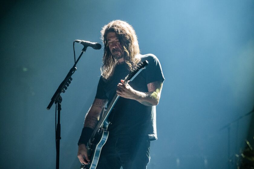 Dave Grohl performs during the Taylor Hawkins Tribute Concert on Sept. 27, 2022, at the Kia Forum.