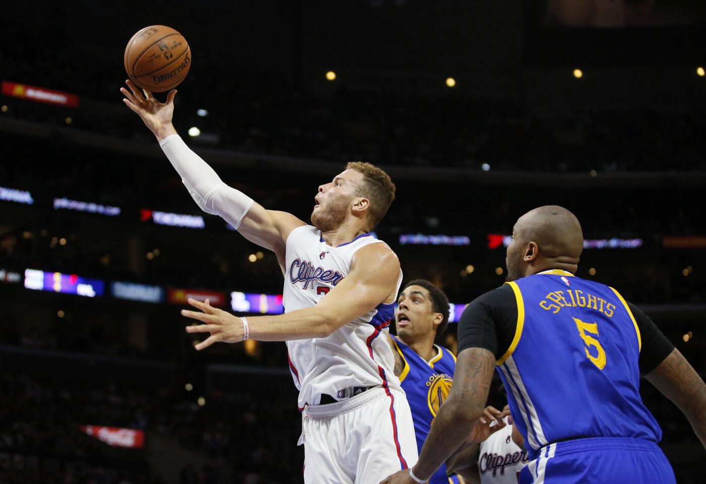 Blake Griffin had 40 points with 12 rebounds and five assists against the Warriors during the Clippers' 110-106 loss to Golden State on Tuesday at Staples Center.
