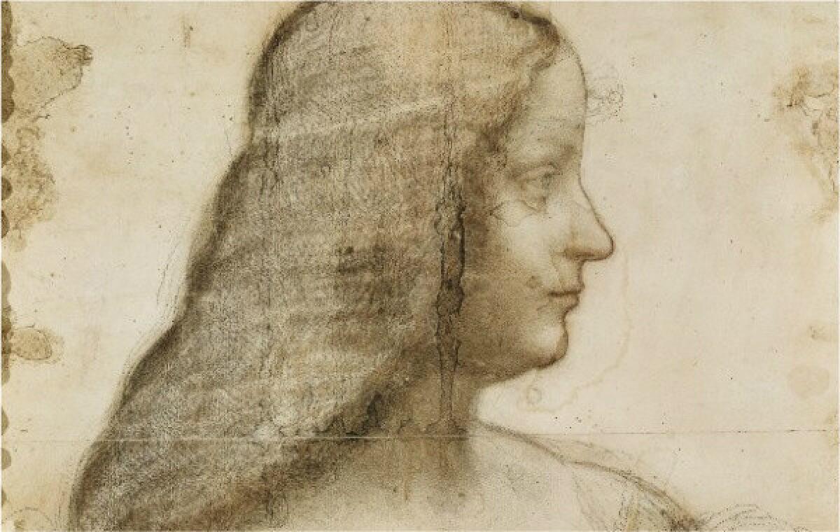 Leonardo da Vinici's sketch of Isabella d'Este, which is at the Louvre Museum in Paris. Experts believe a painting based on the sketch has been discovered in a Swiss bank vault.