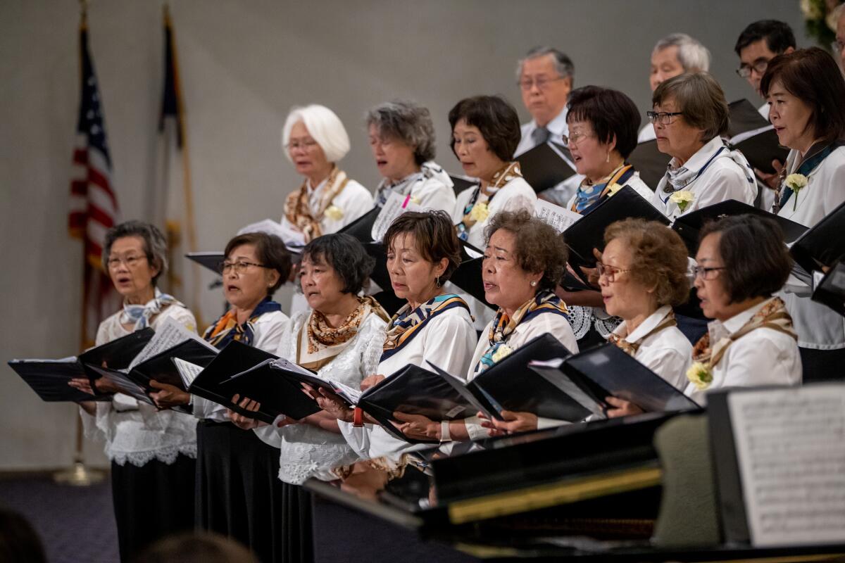 A church choir performs 
