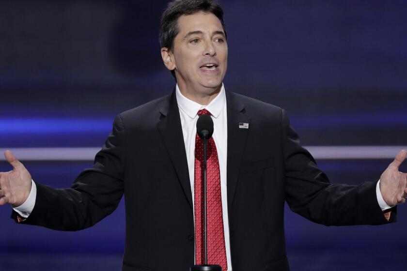FILE - In a July 18, 2016 file photo, actor Scott Baio speaks during the opening day of the Republican National Convention in Cleveland. Baio is denying a claim made by his former ???Charles in Charge??? co-star Nicole Eggert that something inappropriate happened between the two when she was a minor. Eggert tweeted Saturday. Jan. 27, 2018 to ask Baio about what happened in his garage when she was a minor. (AP Photo/J. Scott Applewhite, File)