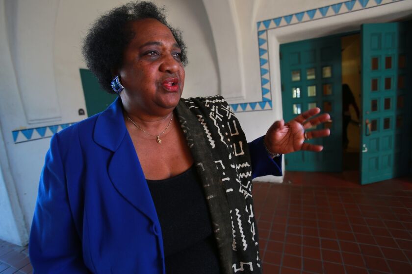 Assemblywoman-elect Shirley Weber addressed a class at SDSU last week about the significance of her election. Peggy Peattie • U-T
