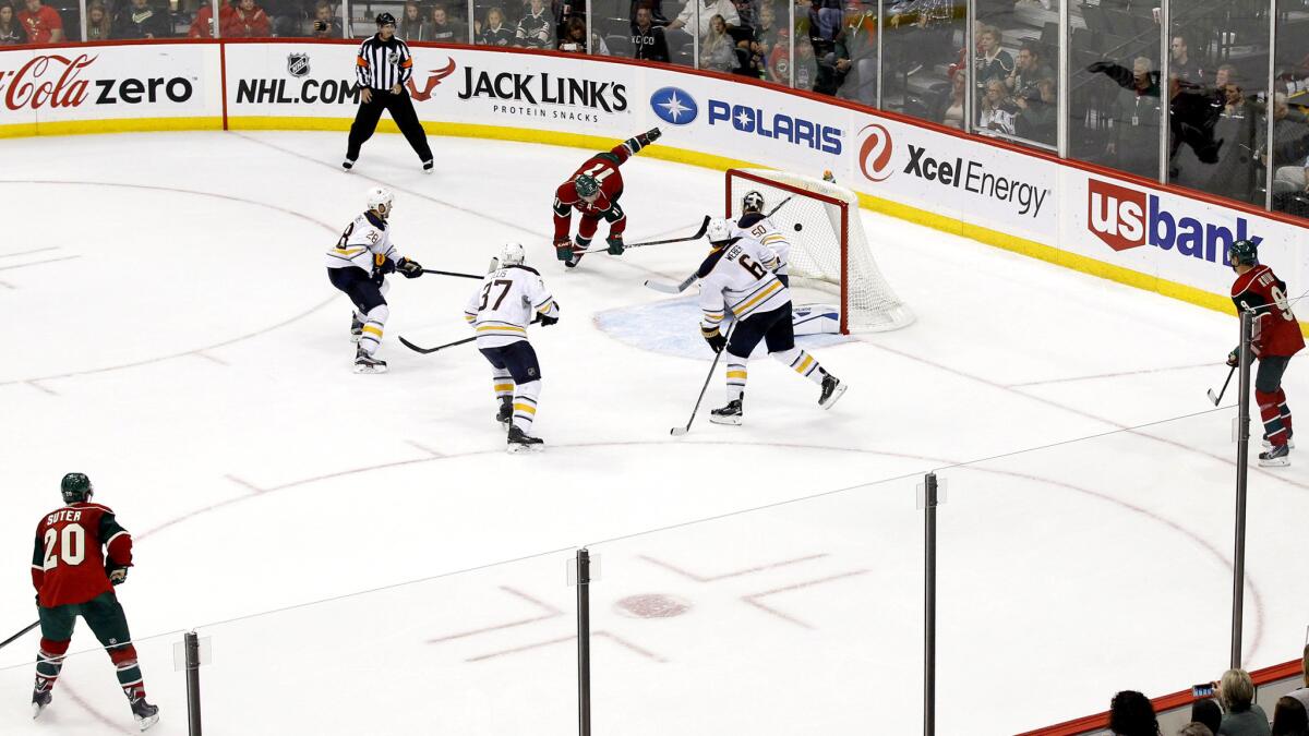 Wild left wing Zach Parise (11) against the Sabres in an exhibition game featuring plenty of open ice with three-on-three overtime rules.