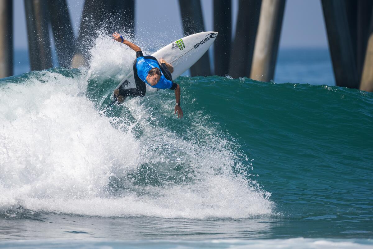 Crosby Colapinto of San Clemente is trying to win the U.S. Open of Surfing, like his older brother Griffin did in 2021.