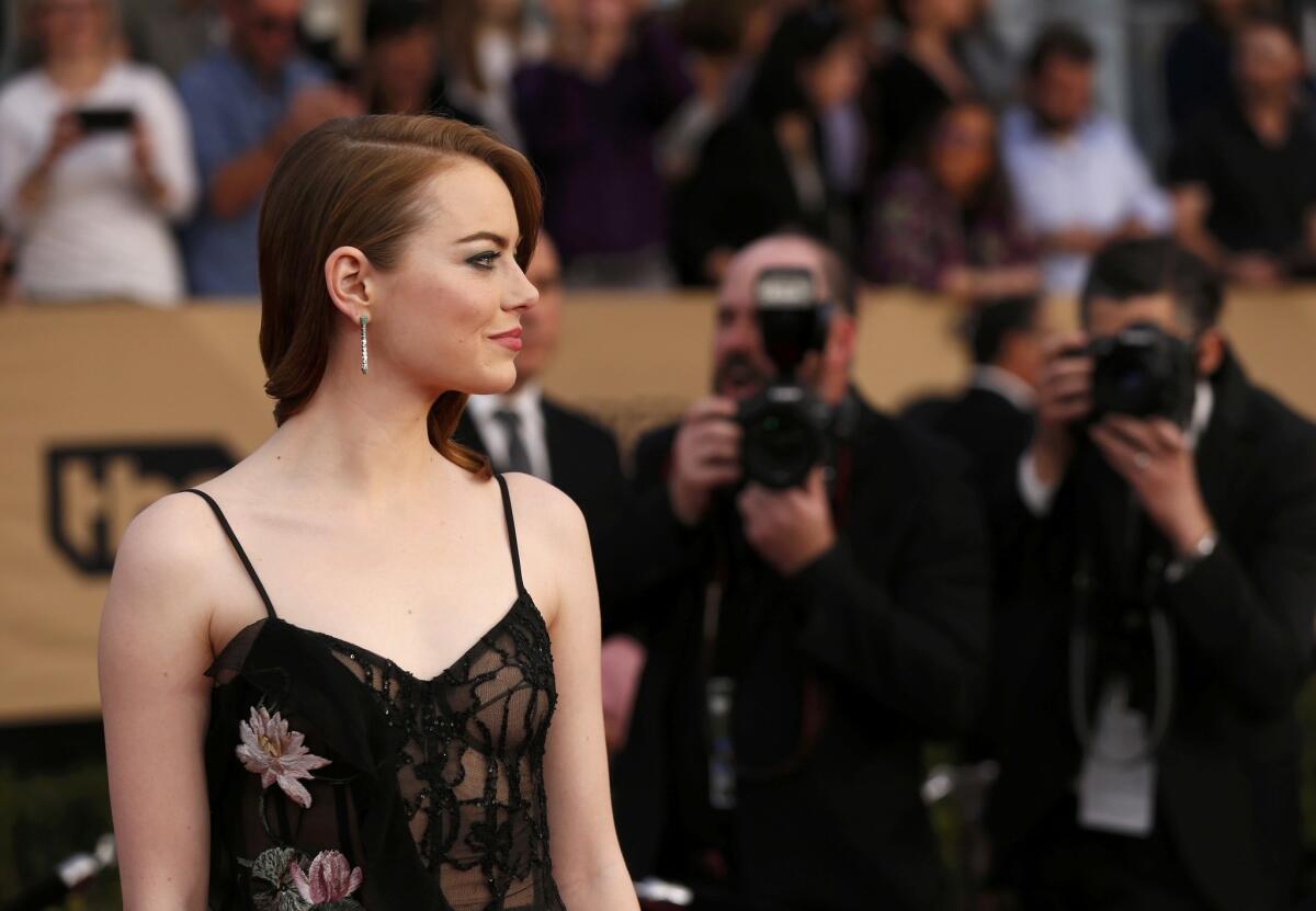 Actress Emma Stone arrives at the 23rd Screen Actors Guild Awards in Los Angeles, California, U.S., January 29, 2017. REUTERS/Mario Anzuoni ** Usable by SD ONLY **