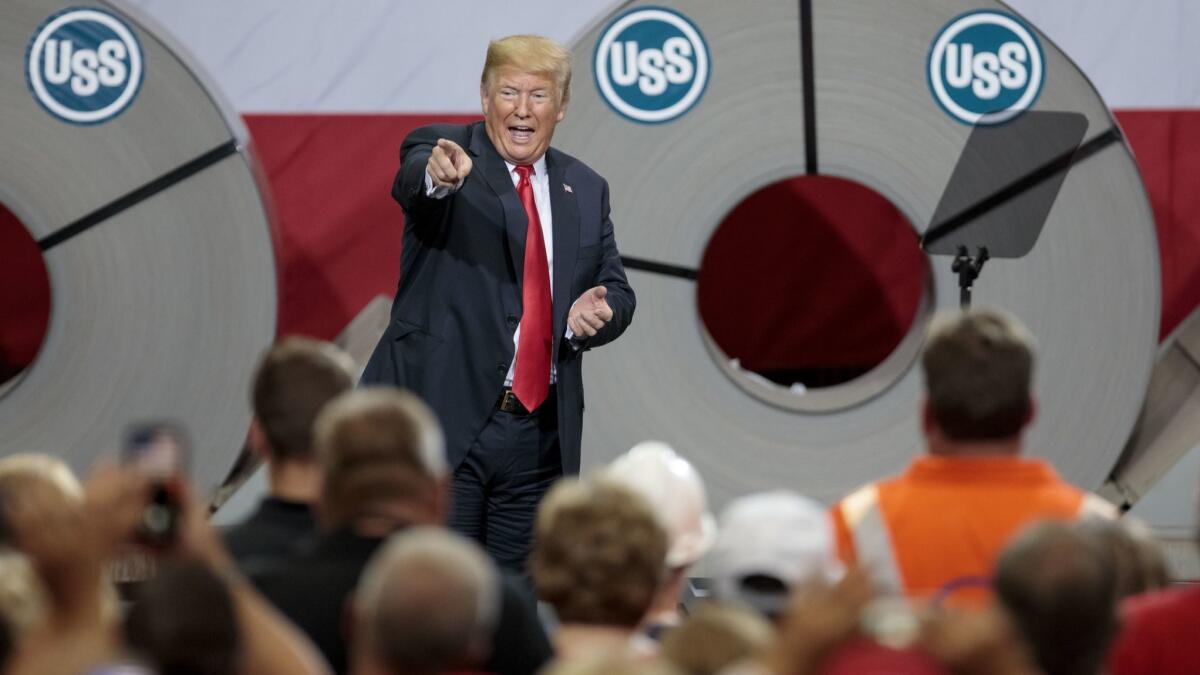 President Trump visits a United States Steel Corp. plant in Granite City, Ill.
