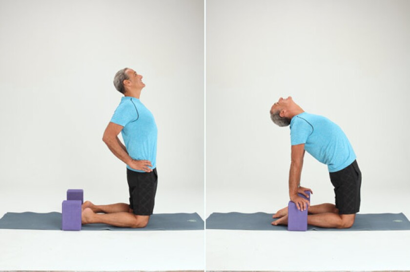 In a backbend, it's important to use your arms and legs to support your spine.