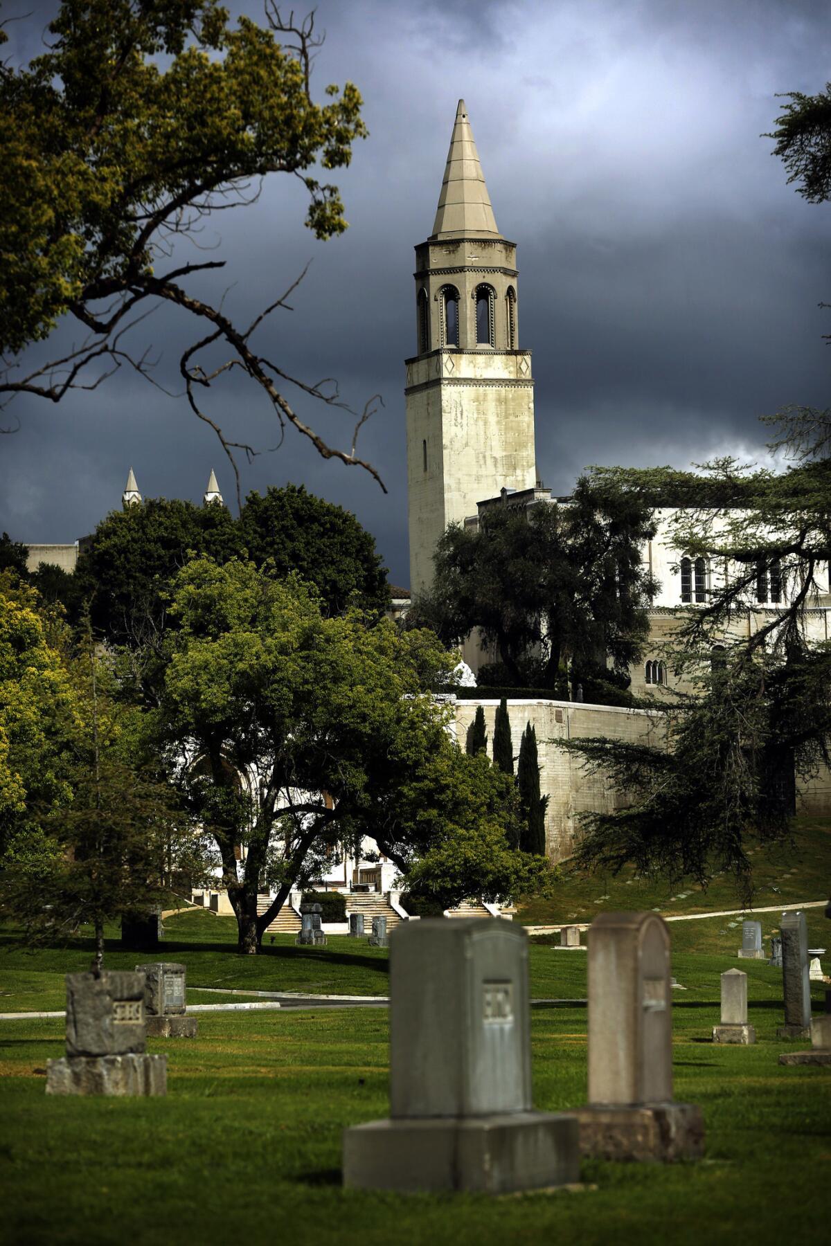 View of the Great Mausoleum at Forest Lawn Cemetery.