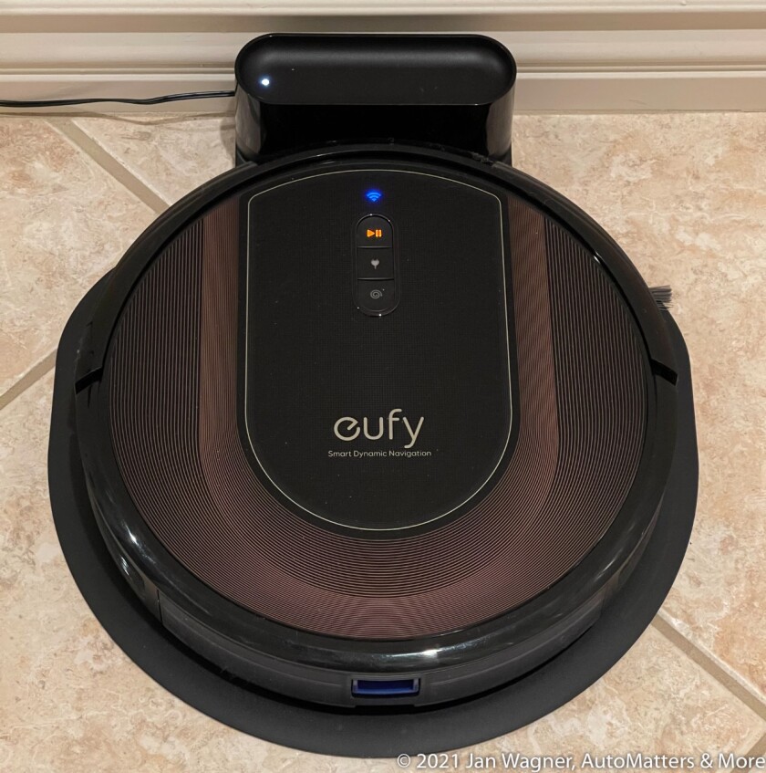 Eufy by Anker RoboVac G30 Hybrid on its charging base