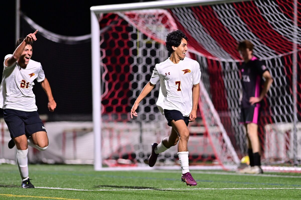 Kian El-Ansary celebrates a goal.