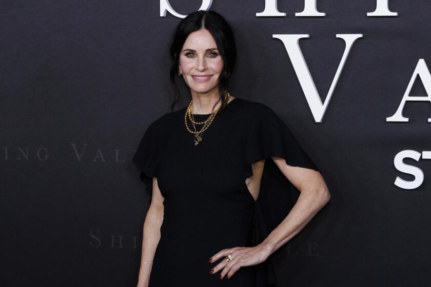 Courteney Cox arrives at the premiere of "Shining Vale" on Monday, Feb. 28, 2022, at TCL Chinese Theatre in Los Angeles. 
