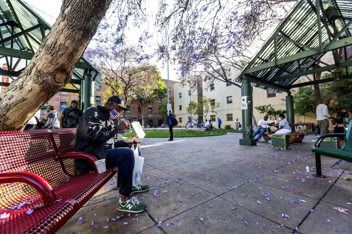 People sitting in an outdoor park.