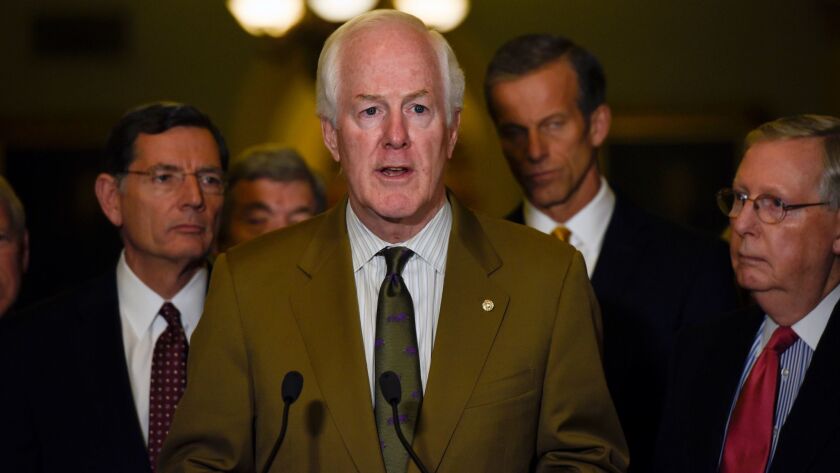 Senate Majority Whip Sen. John Cornyn, of Texas, speaks to the media on Dec. 6. Earlier this year, Cornyn announced his opposition to U.S. District Judge Lucy Haeran Koh’s nomination by President Obama to the U.S. 9th Circuit Court of Appeals.