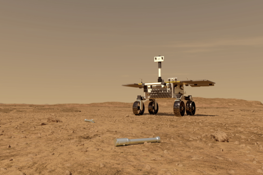 A rover fetches samples
