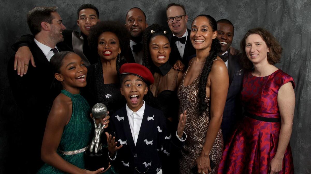 The cast of "black-ish," pictured in the Los Angeles Times Photo Booth, won outstanding comedy series at the 49th NAACP Image Awards at the Pasadena Civic Center.