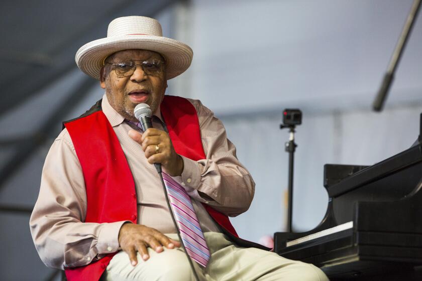 FILE - This April 28, 2019 file photo shows Ellis Marsalis during the New Orleans Jazz & Heritage Festival in New Orleans. The New Orleans Advocate says the 85-year-old Marsalis has told the Snug Harbor Jazz Bistro that he no longer wanted to play his usual Friday evening set. Instead, he'll make two monthly appearances as a “special guest" with other acts sitting in with him. (AP Photo/Sophia Germer, File)