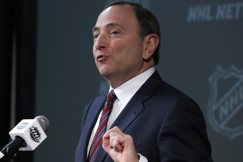 NHL Commissioner Gary Bettman announces the return of the World Cup of Hockey tournament in 2016 while speaking at a news conference in Columbus, Ohio, on Saturday.