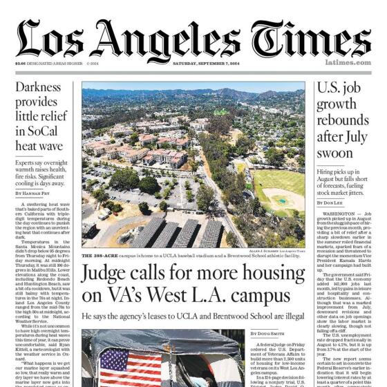 Front Page of Today's L.A. Times