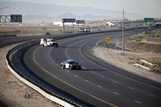 PERRIS CA AUGUST 12, 2022 - A chemical leak from a rail car has led to the closure of a portion of the 210 freeway in both directions in Perris, Friday August 12, 2022. (Irfan Khan / Los Angeles Times)