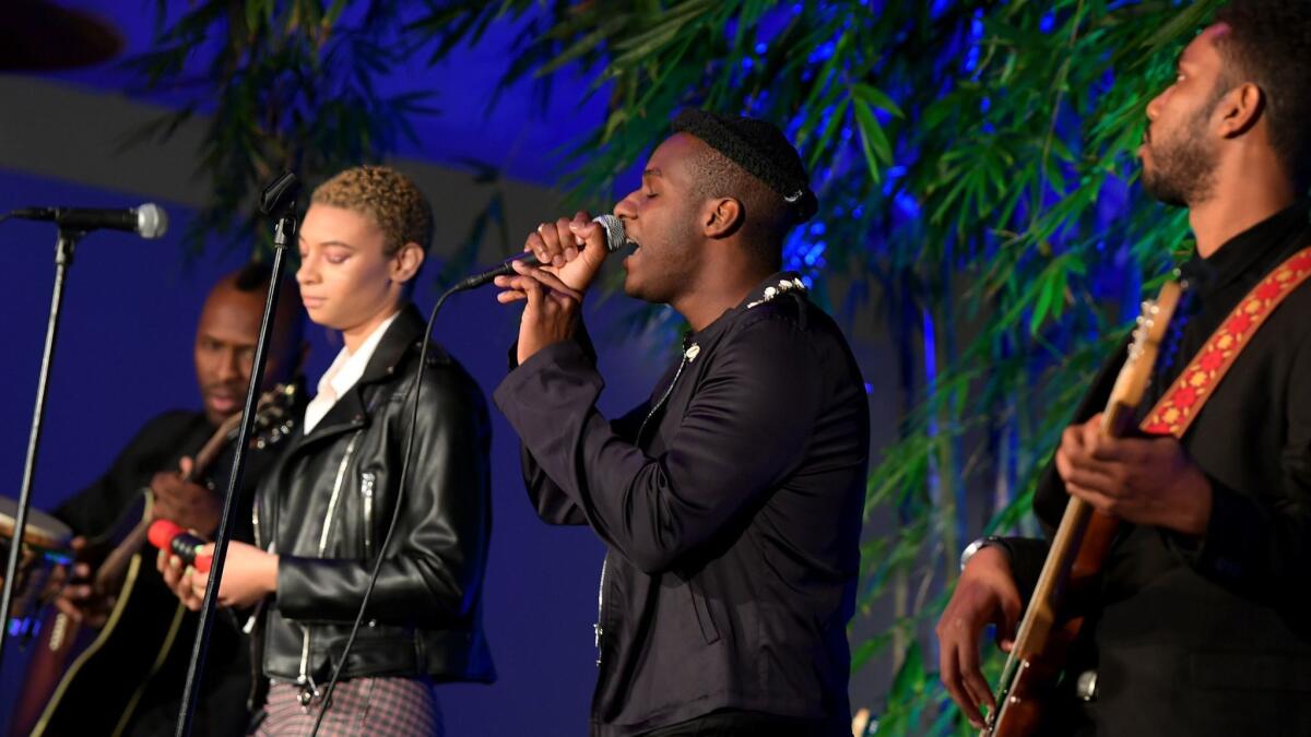 Leon Bridges performs during the Hammer Museum gala.