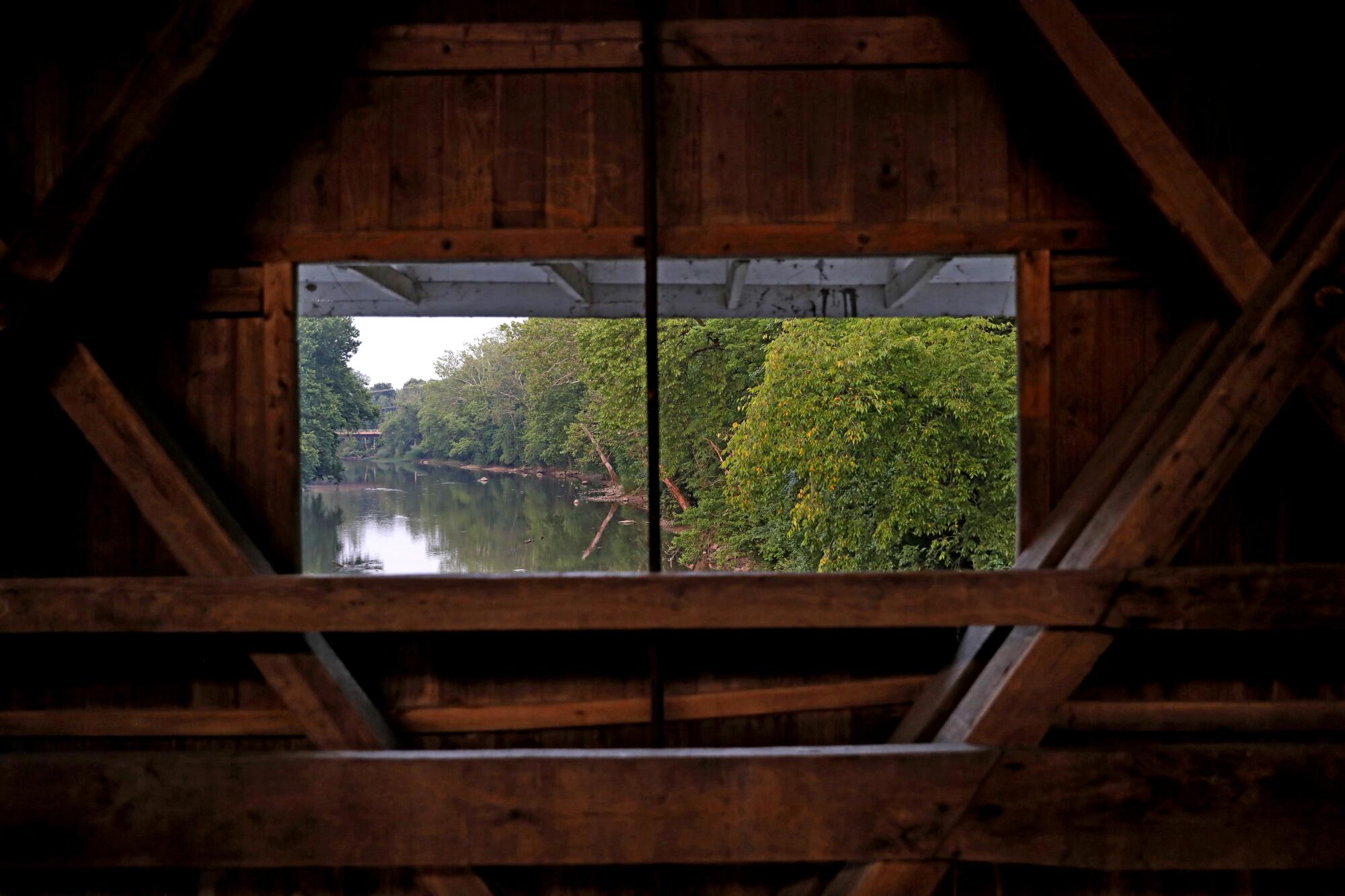 The White River from a window on Potter's Covered Bridge in Noblesville, Ind.