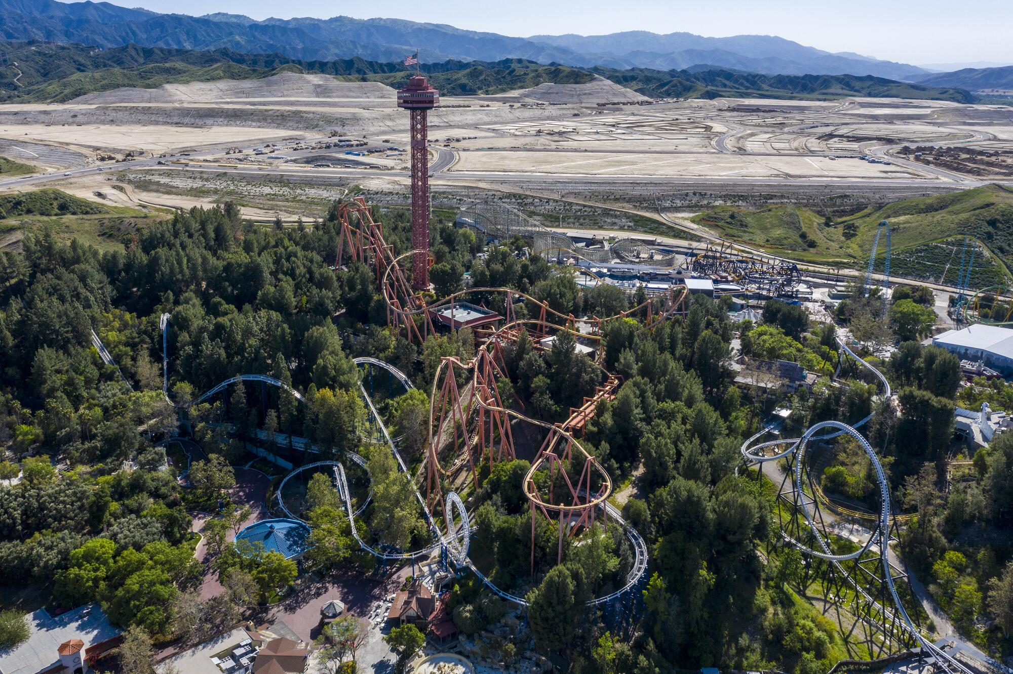 A huge development is being built behind Magic Mountain.