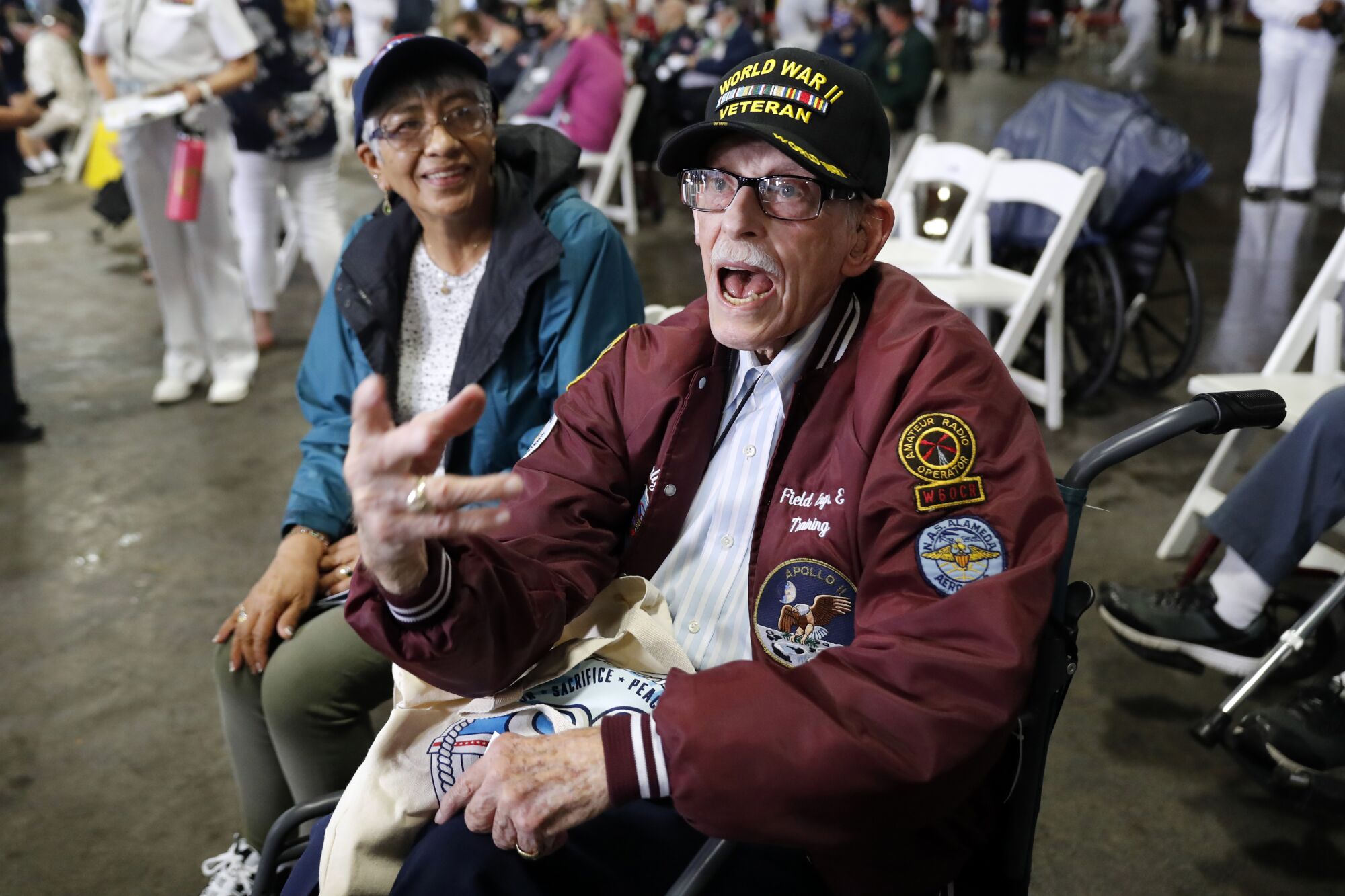 Veteran Wallace A. Johnson attends the ceremony at Joint Base Pearl Harbor-Hickam