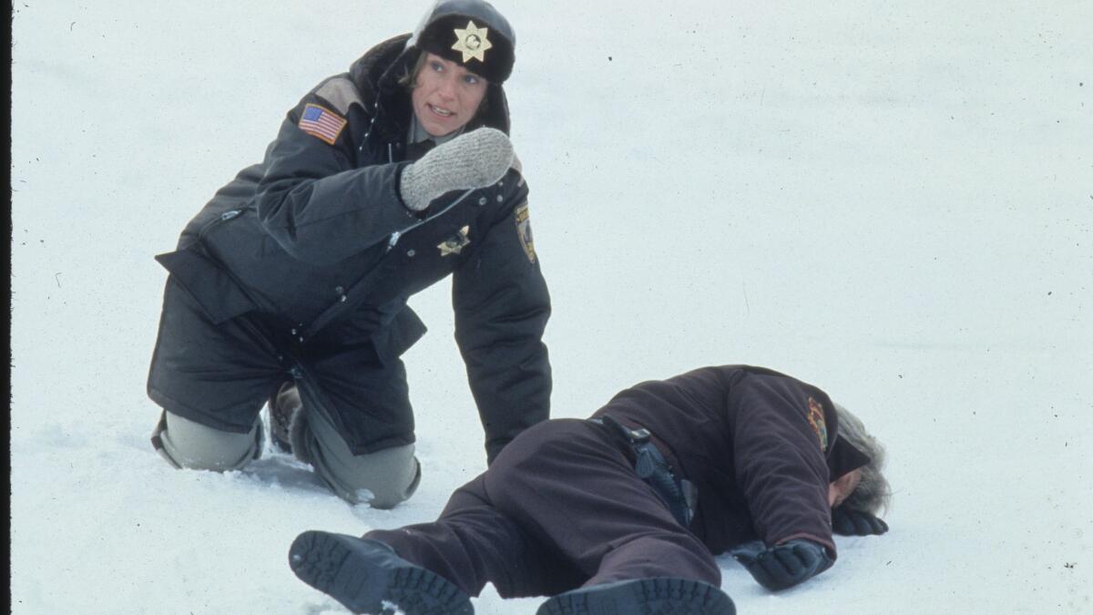 Frances McDormand and James Gaulke in a scene from "Fargo."