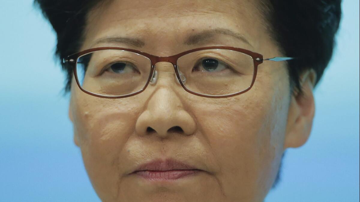 Hong Kong Chief Executive Carrie Lam apologized Tuesday at a news conference. Lam is facing the biggest political crisis of her career after the disastrous response to an extradition bill that's widely viewed as a challenge to the territory's autonomy from China.
