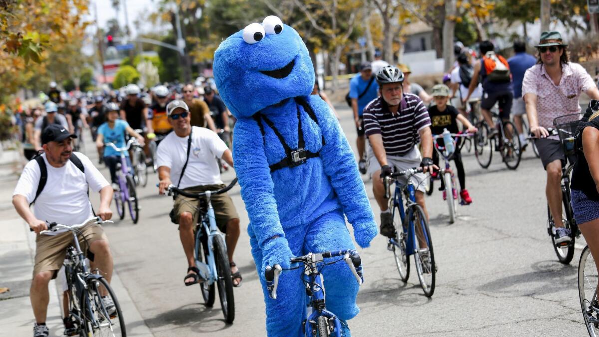 You don't have to be "Cookie Monster" to participate in CicLAvia, a popular and often whimsical public event.