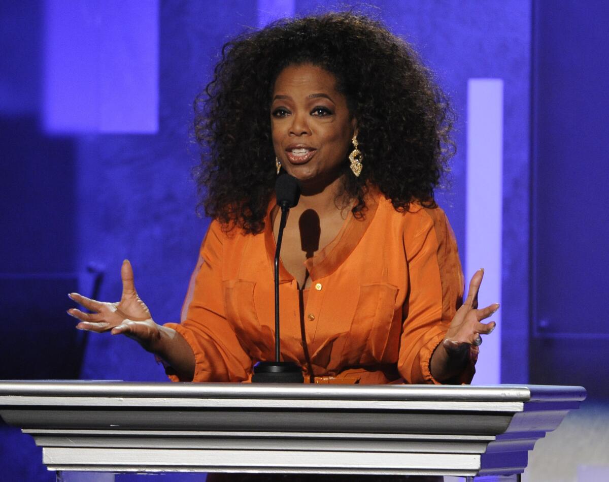 Oprah Winfrey speaks at the 45th NAACP Image Awards in Pasadena in February.