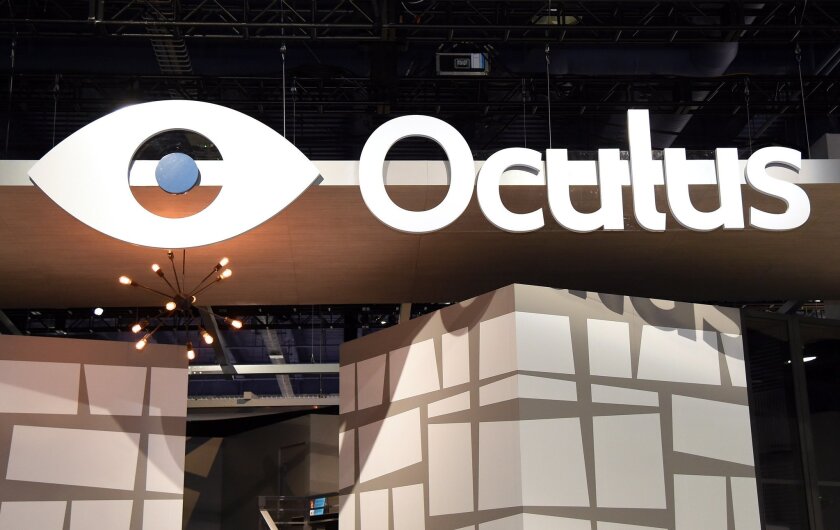 A sign at the Oculus VR booth at the 2015 International CES at the Las Vegas Convention Center.
