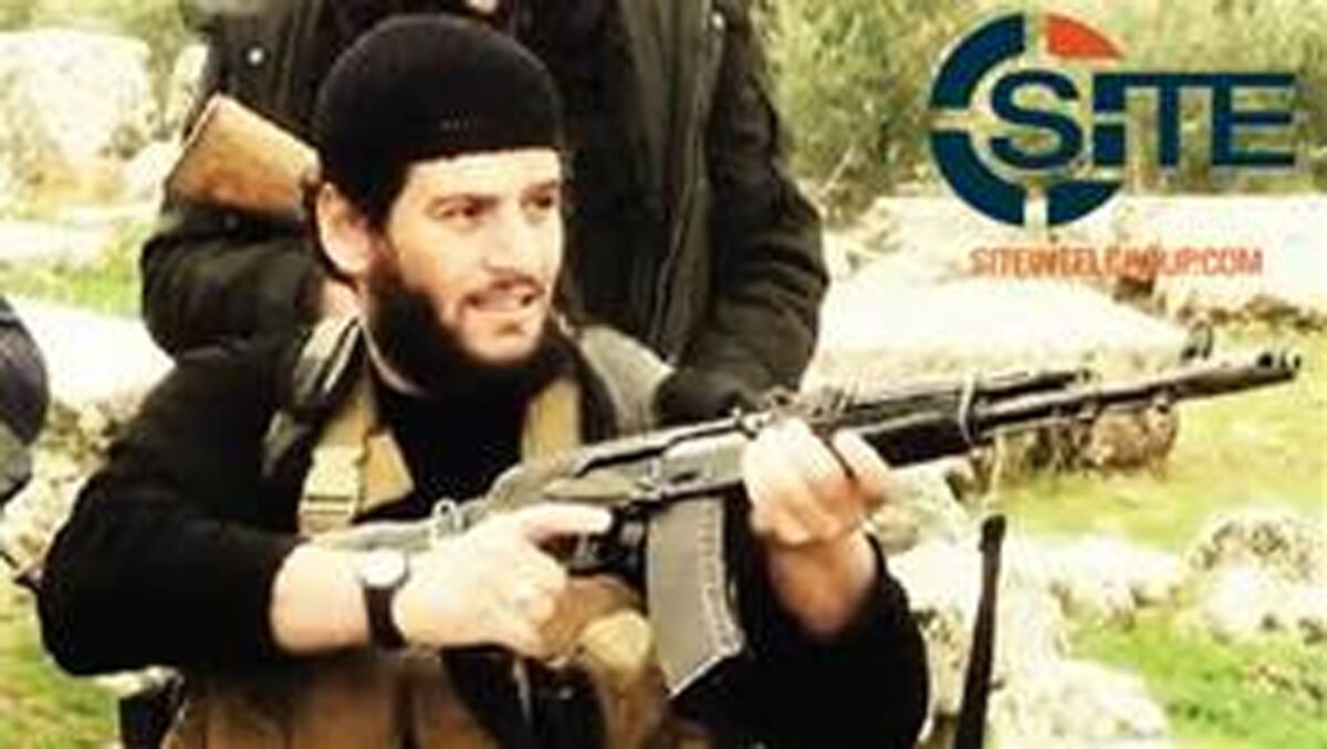 Adnani, the Islamic State militant group's spokesman, is shown in this undated image provided by SITE Intelligence Group. (Associated Press)