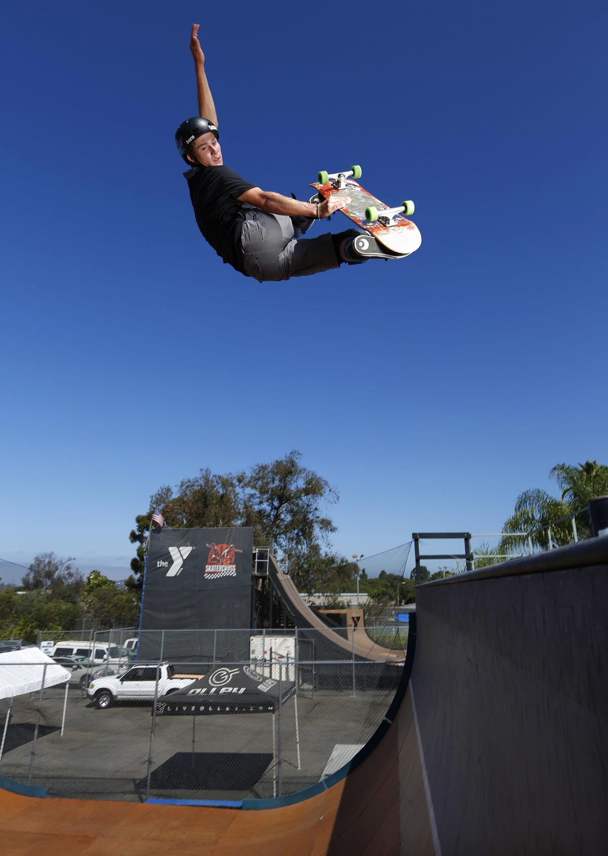 Skateboarder Jeromy Green will perform and compete at the Clash at Clairemont Saturday at the Mission Valley YMCA Krause Family Skate & Bike Park. (K.C. Alfred/San Diego Union-Tribune)