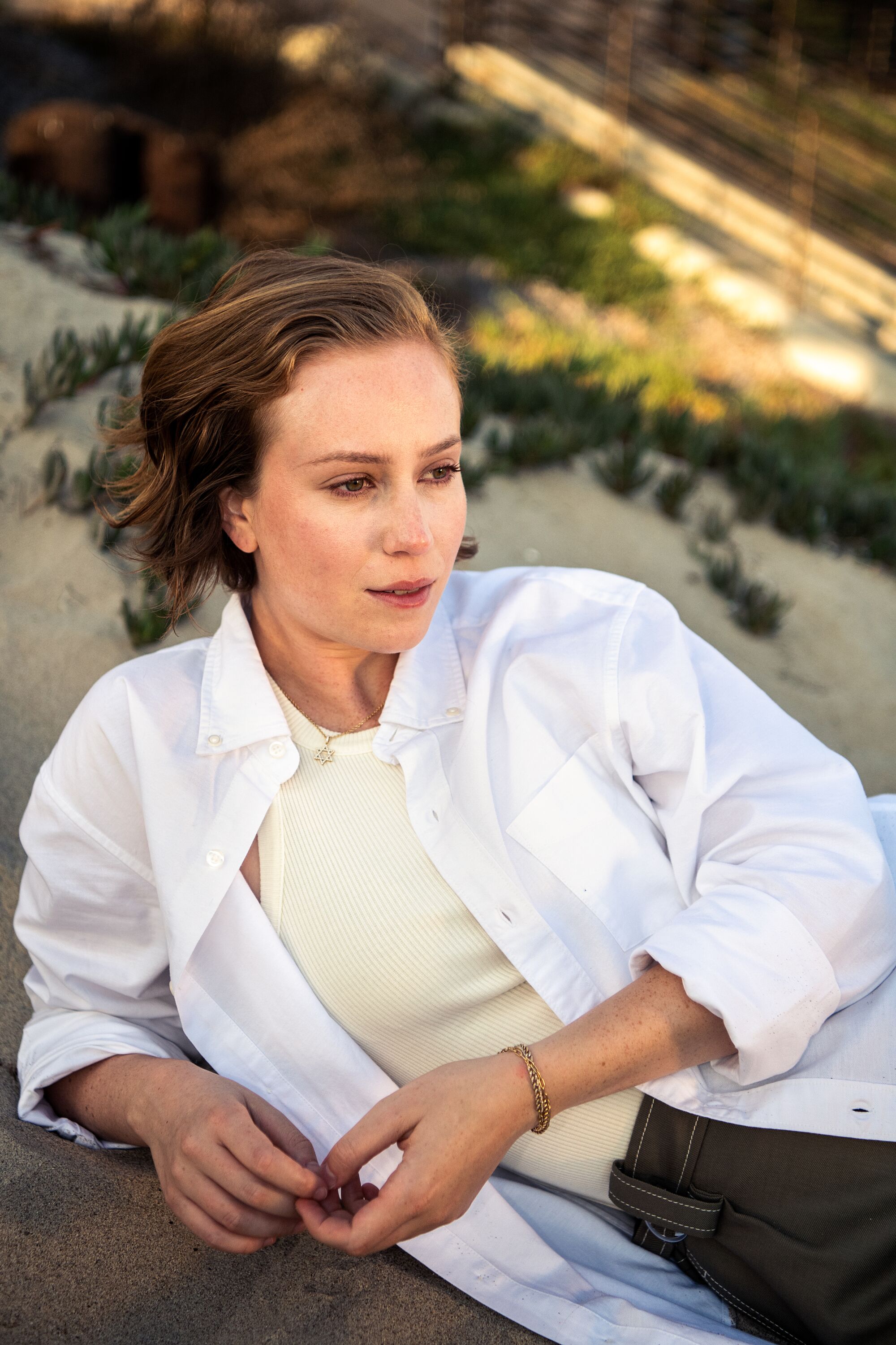 Portrait of comedian and actress Hannah Einbinder at Will Rogers State Beach on Thursday, July 28, 2022 in Los Angeles, CA. 