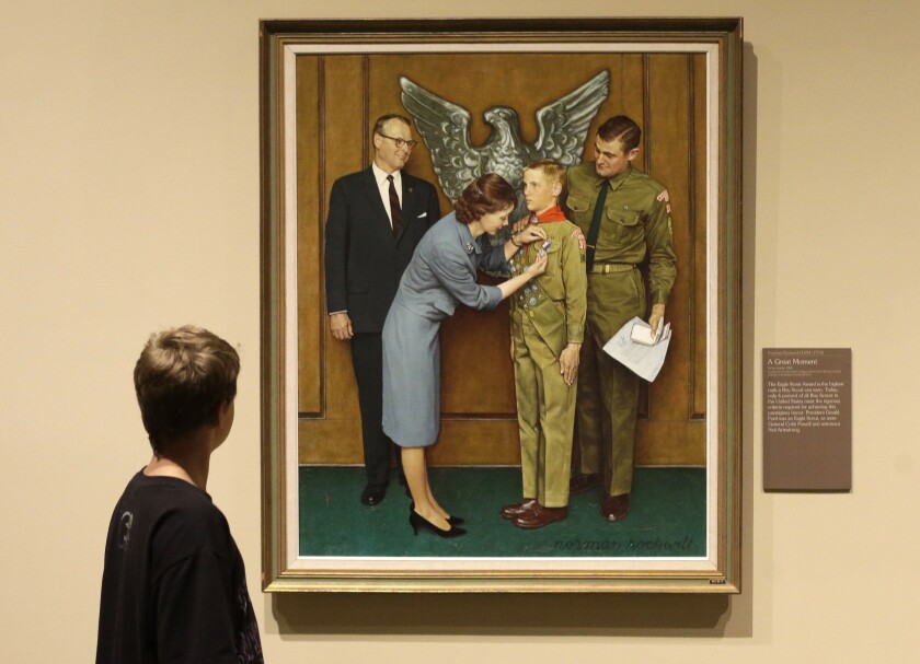 A Boy Scout-themed painting by Norman Rockwell at an exhibition in Salt Lake City in 2013.