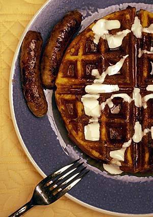 These cornmeal waffles contain cheese and a touch of heat. Recipe: Cornmeal-raised waffles