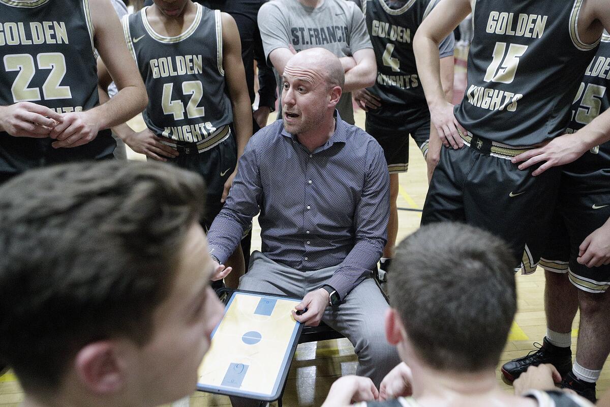 St. Francis High basketball coach Todd Wolfson and the Golden Knights defeated Heritage Christian in the CIF playoff quarterfinals Tuesday.