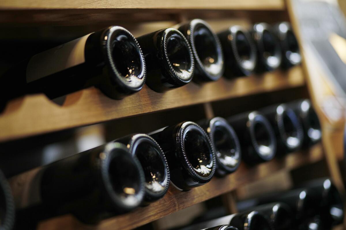 Wine bottles in a wine shop in Paris