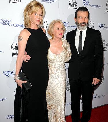 Melanie Griffith with mother Tippi Hedren and husband Antonio Banderas