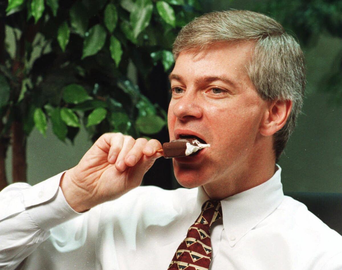 David Kewer eats an Eskimo Pie in 1997, shortly after becoming company president.