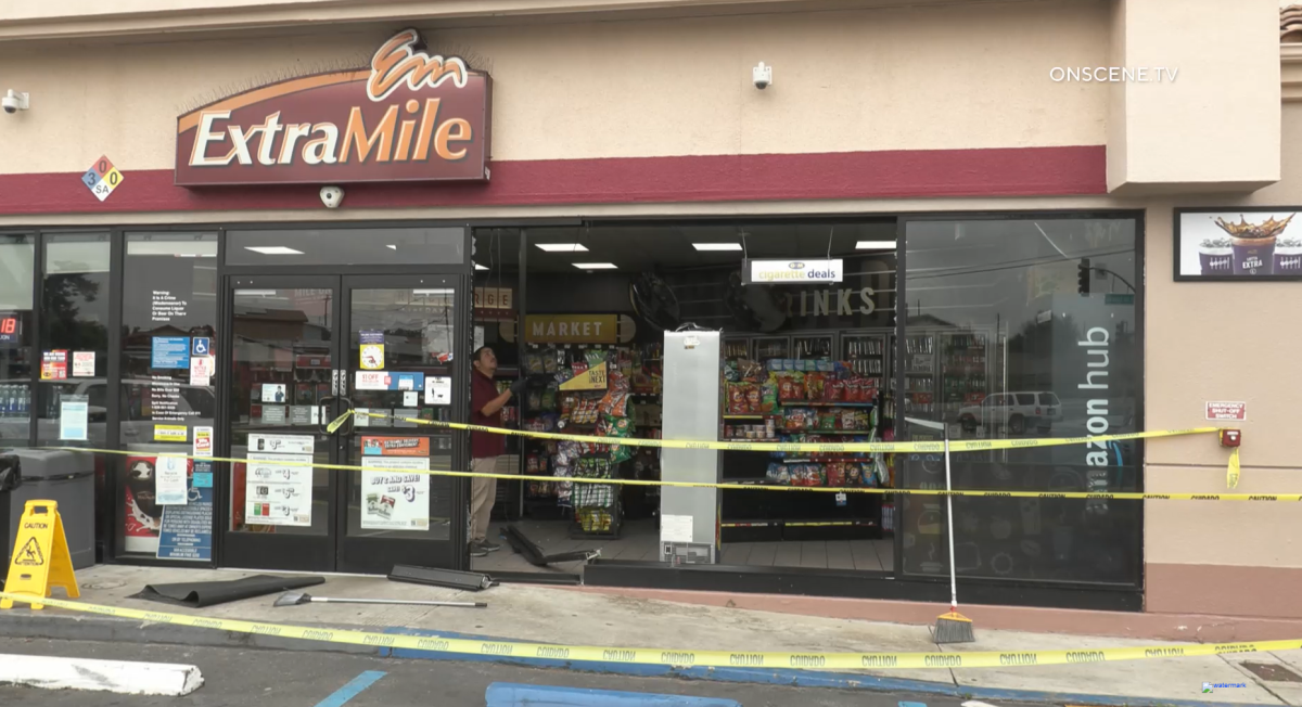 Thieves drove a truck into a window and stole an ATM from a Chula Vista convenience store early Monday.