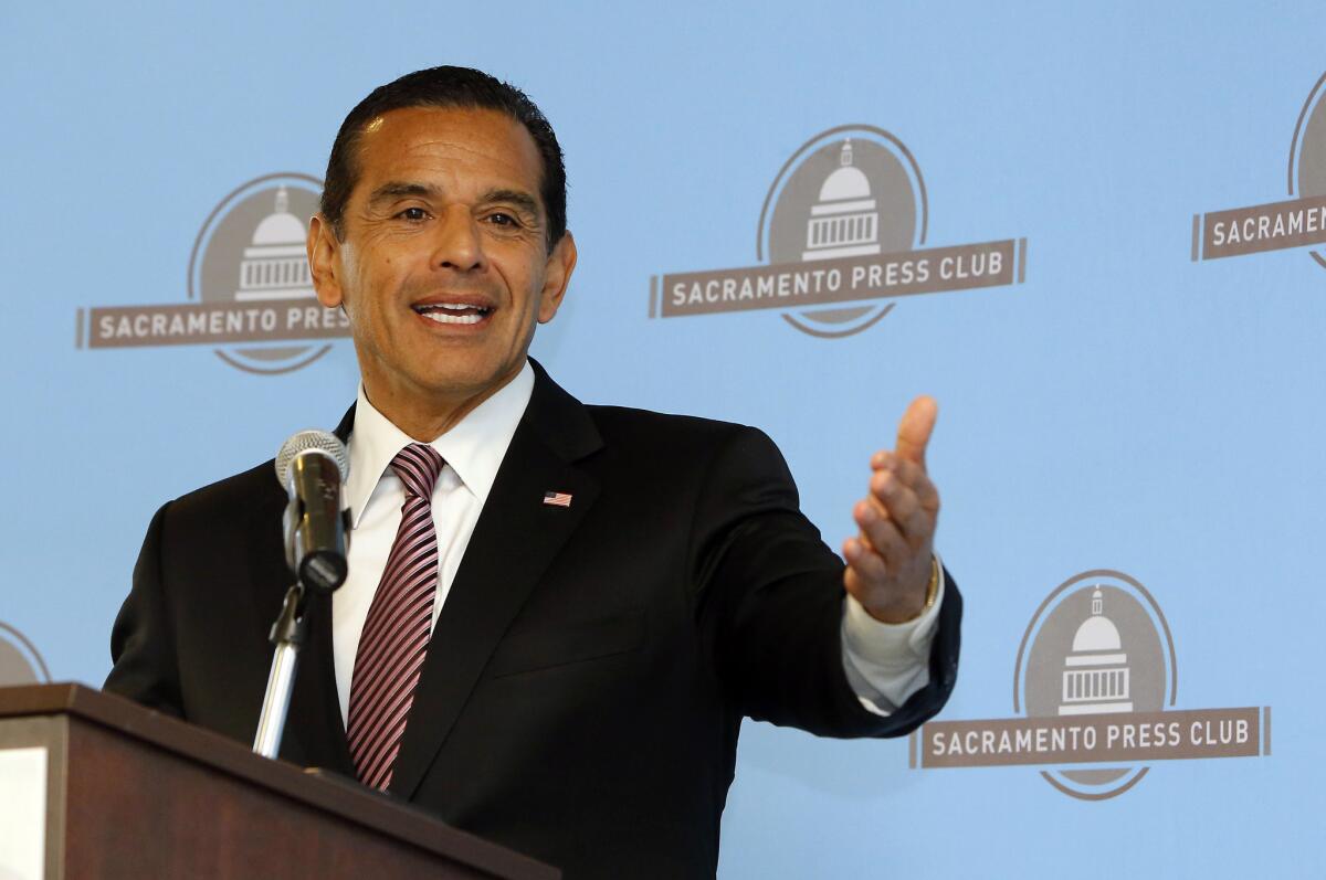 Los Angeles Mayor Antonio Villaraigosa speaks before the Sacramento Press Club on April 16. On Monday, Villaraigosa released his latest budget proposal, the final one of his two terms in office.