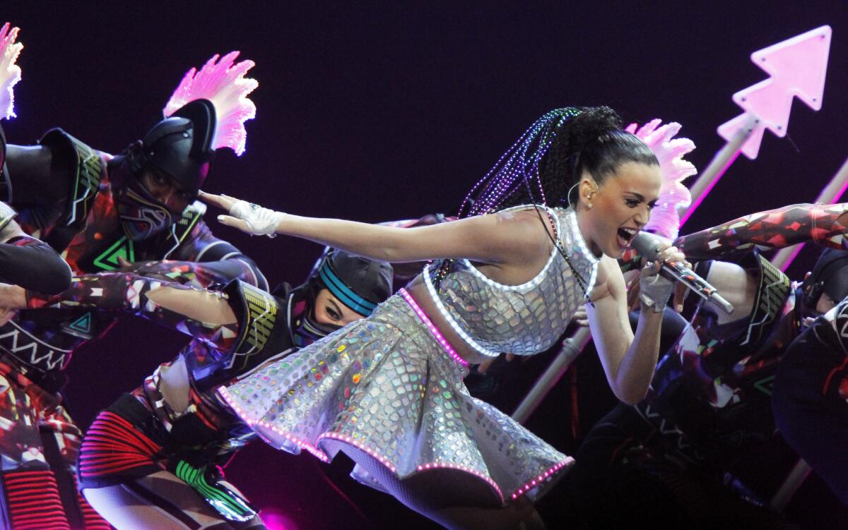 Katy Perry, shown during a Nashville stop on her Prismatic tour, had the most streamed song of the first half of 2014 with her "Dark Horse" single featuring Juicy J.