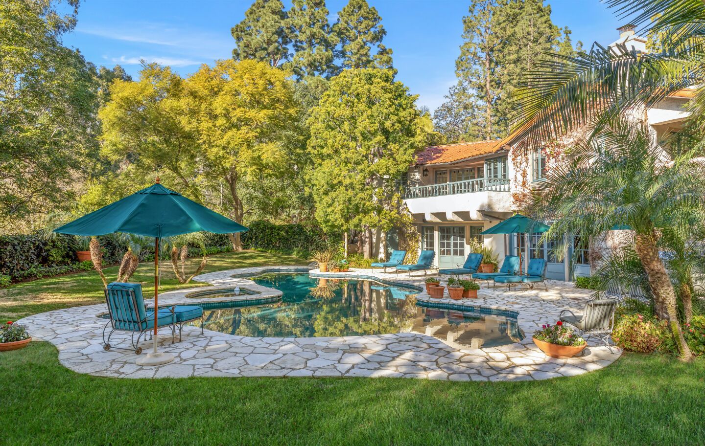 The swimming pool and spa.