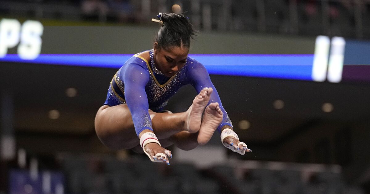Jordan Chiles wins two titles but UCLA fails to reach NCAA championship finals