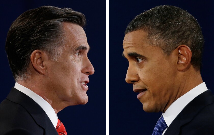 Mitt Romney and President Obama, the lead players in a campaign cycle that has set a record $6 billion in spending.