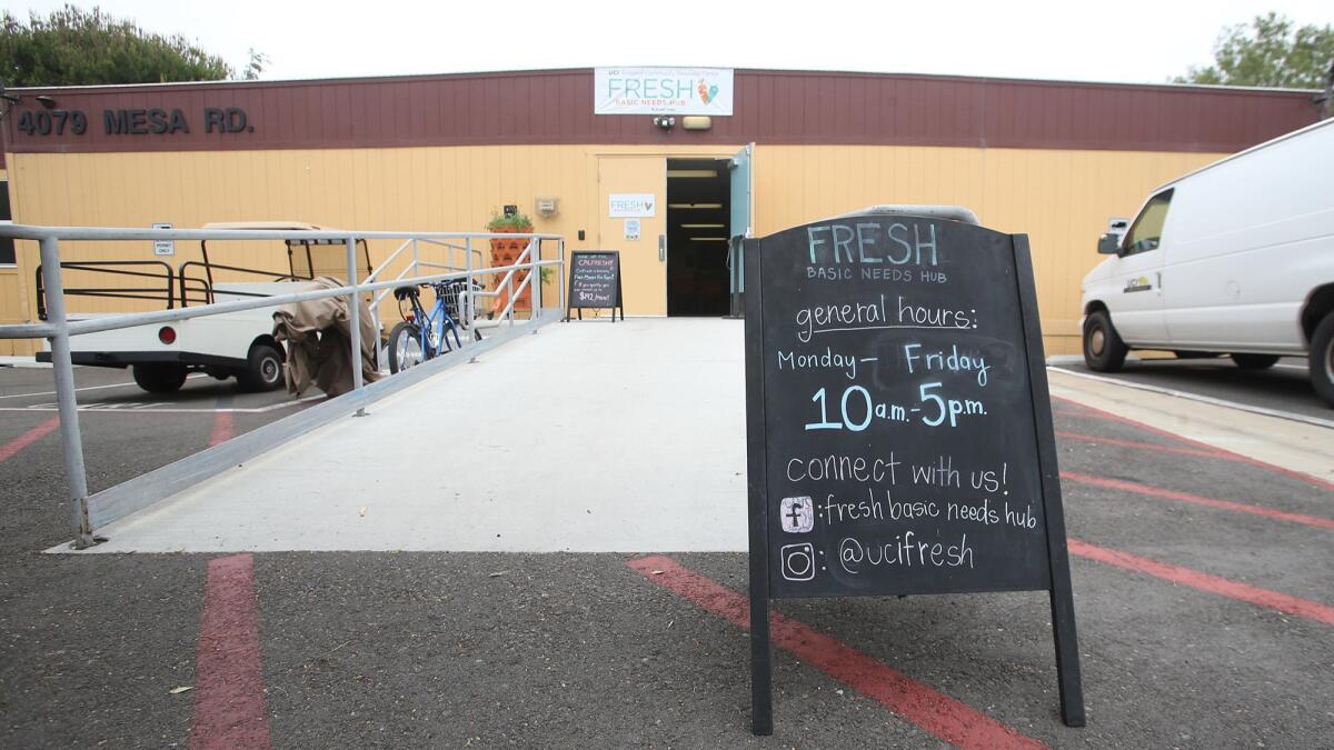 The Associated Students of UC Irvine Senate voted Thursday to declare food insecurity a campus emergency and commit $400,000 in funding to the FRESH Basic Needs Hub on campus, seen here.