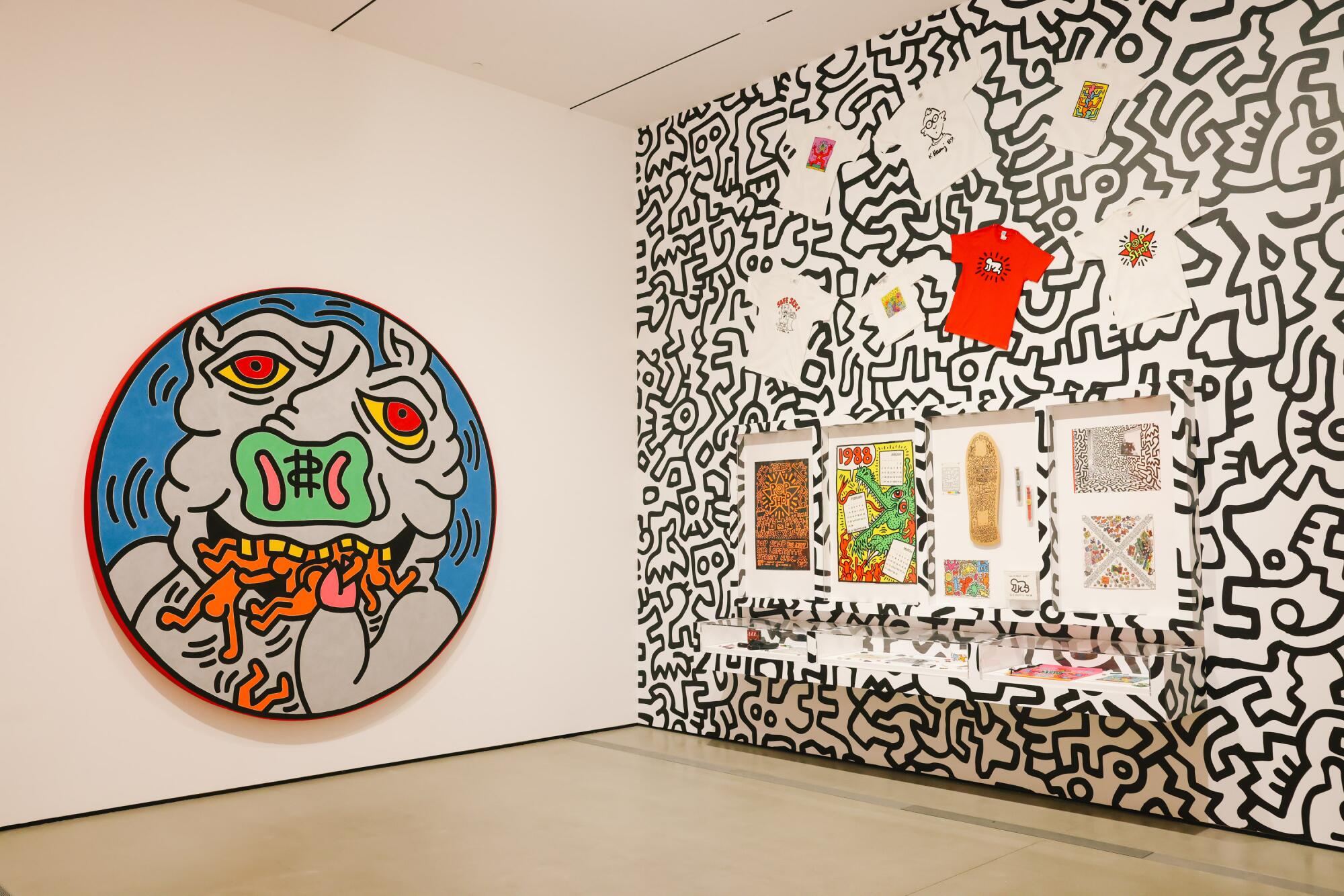A Keith Haring painting and items offered at SoHo's Pop Shop.