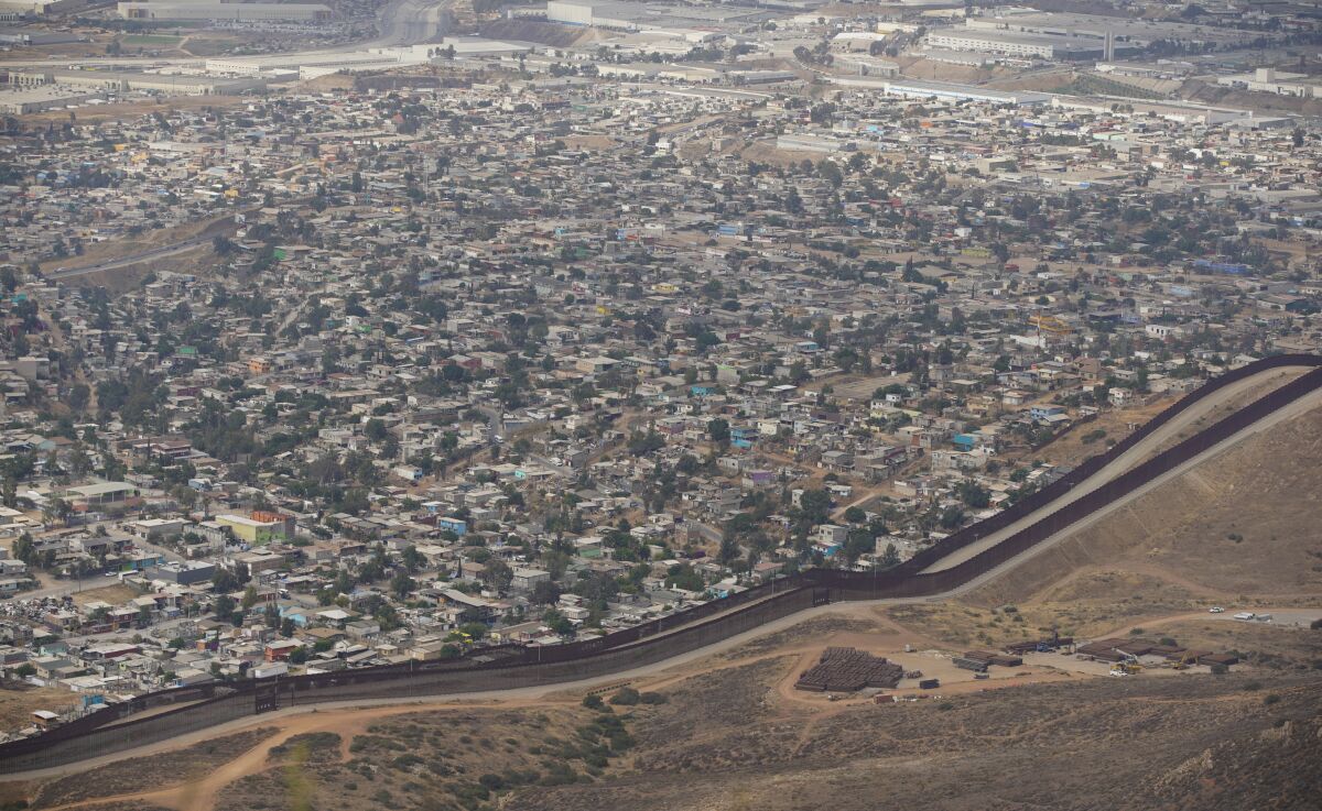The view of the border from Otay Mountain in the United States.